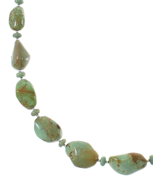 Navajo Sterling Silver Kingman Turquoise Bead Necklace AX85149